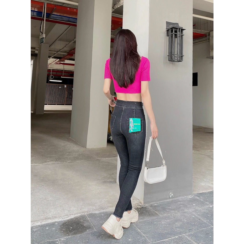 Quần jean nữ lưng cao dáng ôm, chất cotton co giãn 4 chiều QD010- K.A Jeans