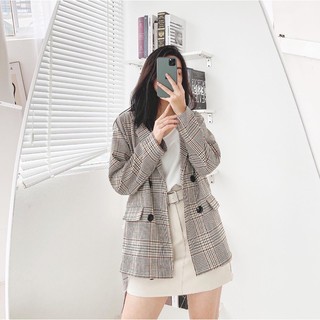 Blazer kẻ nâu 1 lớp