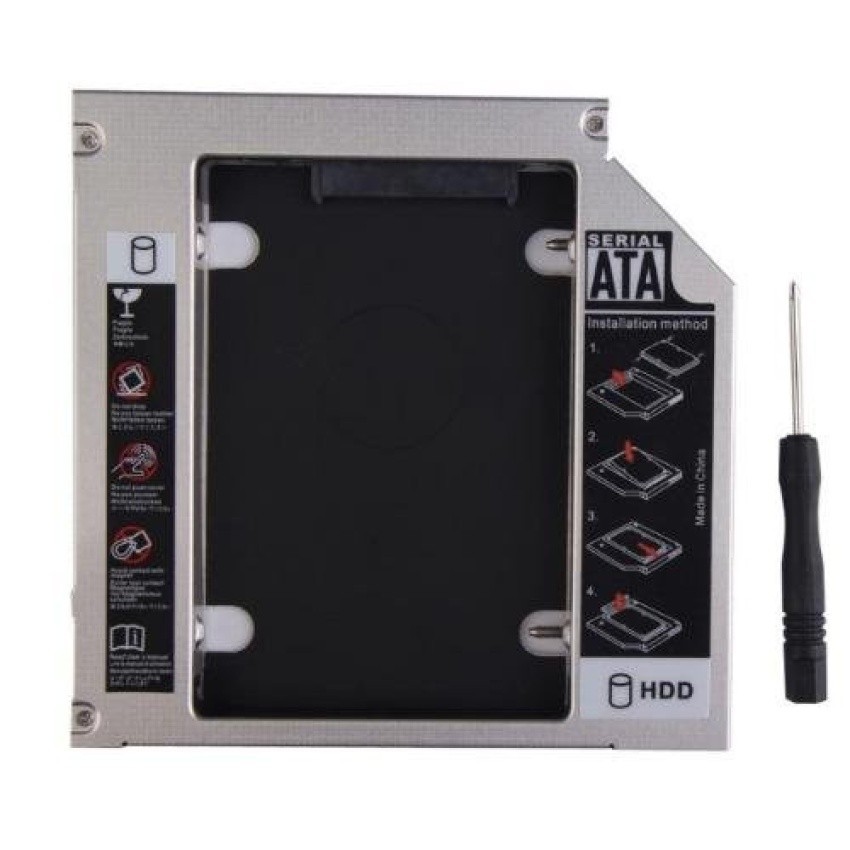 Giá Hủy DiệtCaddy Bay chuẩn SATA dùng để lắp thêm 1 ổ cứng / SSD thay vào vị trí của ổ DVD 02015Hàng chất lượng