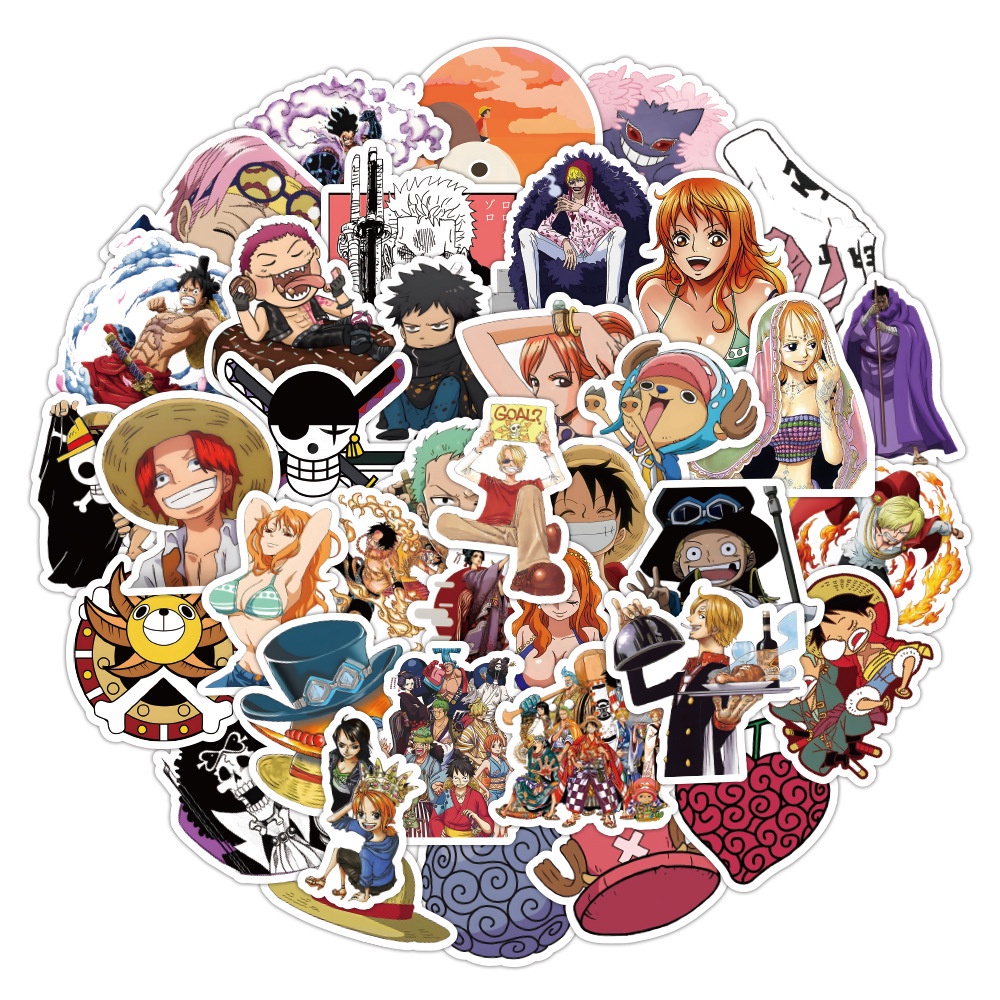 Set 20 sticker hình dán Anime, Doraemon, One Piece, Totoro chống nước dán sổ tay, mũ bảo hiểm, xe máy, vali, ván trượt