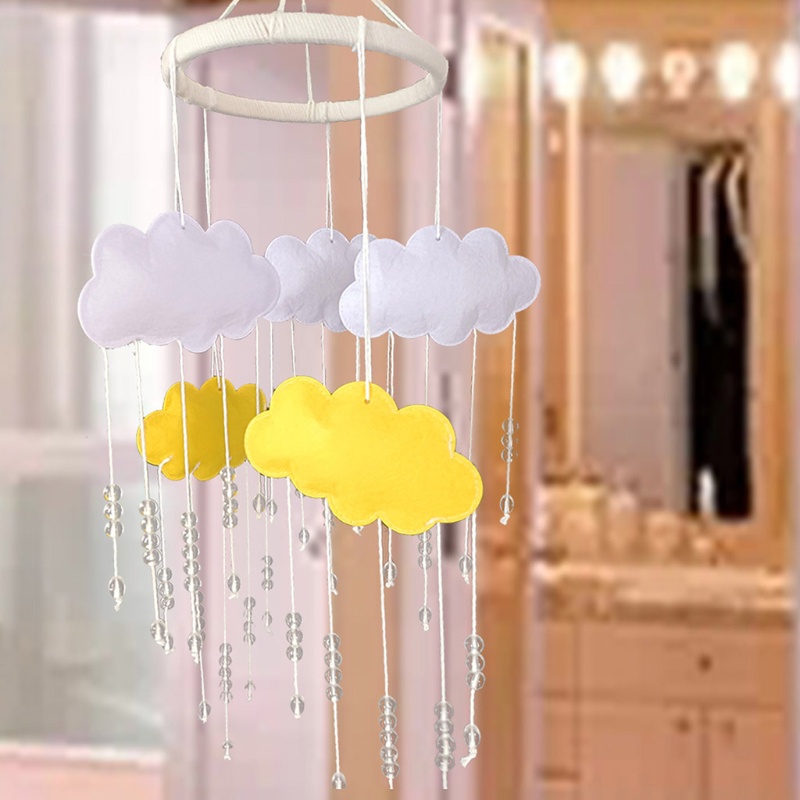 Chuông Gió Lục Lạc Hạt Pha Lê Hình Đám Mây Di Động Treo Nôi Em Bé