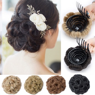 Búi tóc giả xoăn màu đen/nâu thời trang cho nữ