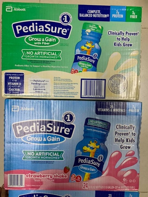 Thùng 24 chai Sữa nước Pediasure Hương vani , xánh lá , dâu , socola Mỹ