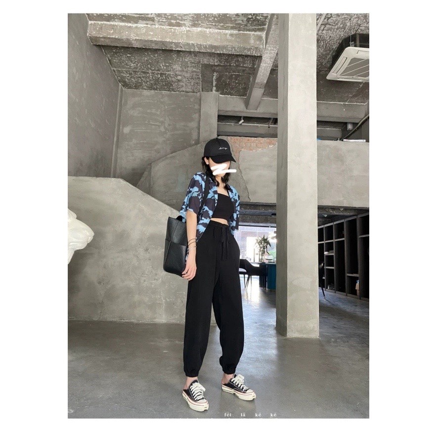 Quần nỉ jogger nữ trơn - quần nỉ ống bom unisex siêu hot BOOM Unisex ulzzang cạp chun dáng rộng