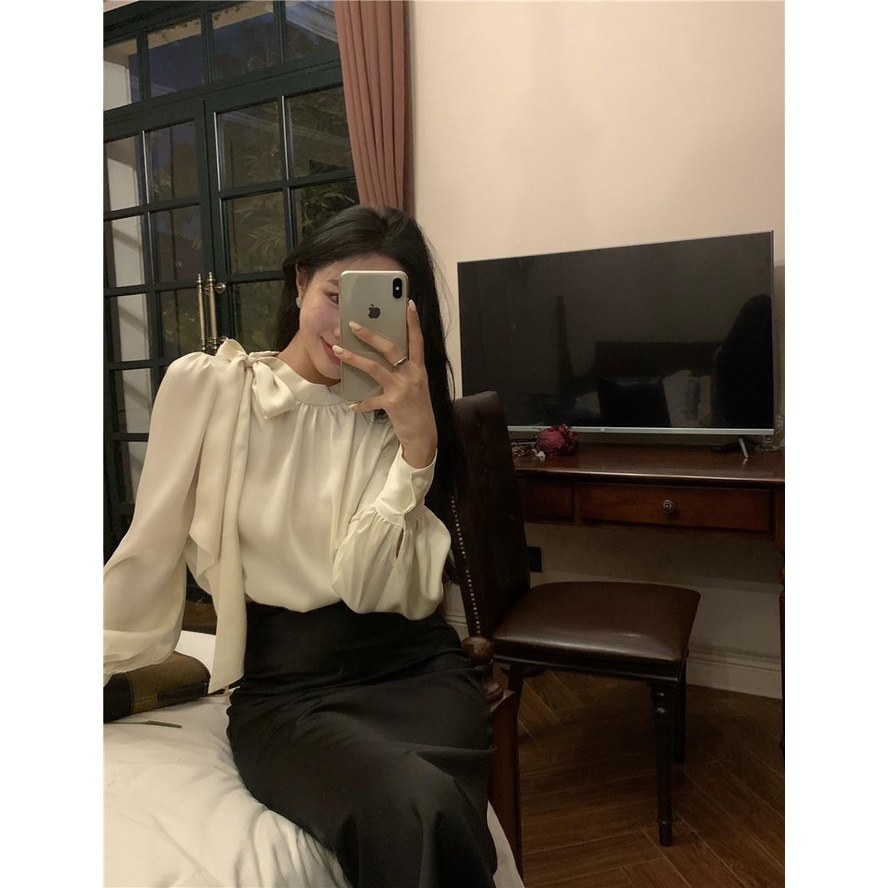 [MURIOKI] Áo Sơ Mi Tay Dài Phong Cách Thời Trang Pháp Mới 2022 Dành Cho Nữ