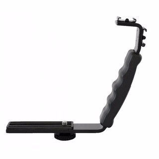 Bracket chữ l chân hot shoe đôi - dual hot shoe l-shaped flash bracket