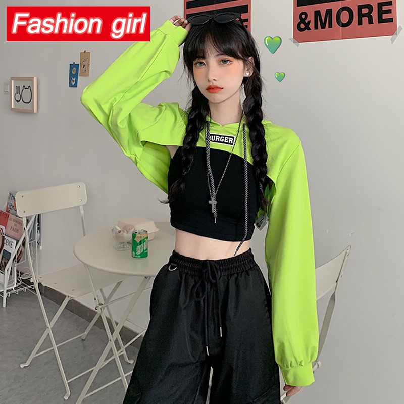 Áo Hoodie Lửng Tay Dài Phong Cách Hip hop Mới