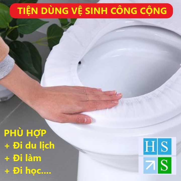 (Gói 10 cái) Bọc lót nắp bồn cầu toilet dùng gia đình sạch sẽ không thấm nước tiện mang theo du lịch - HS Shop Đà Nẵng