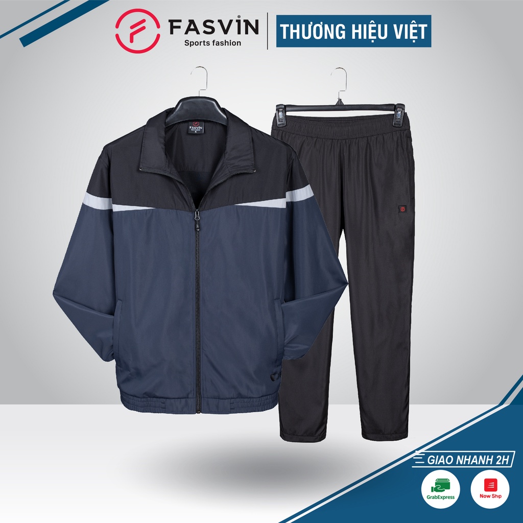 Bộ quần áo thể thao nam Fasvin BD21484.HN chất vải gió hai lớp mềm mại.