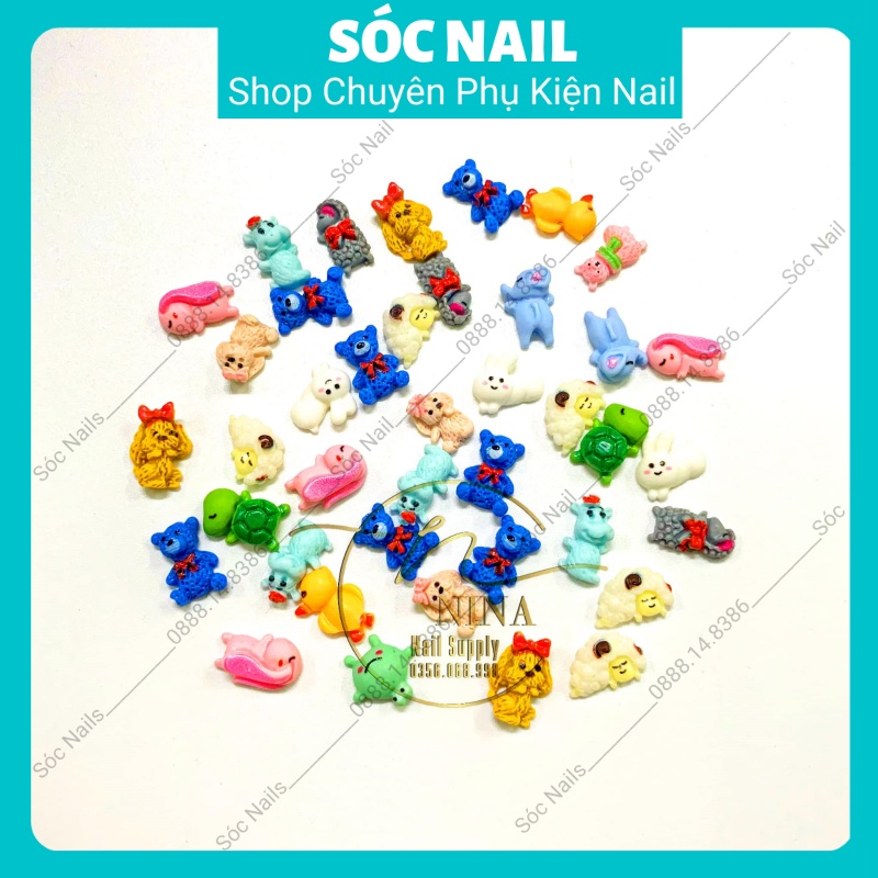 Charm Gấu Thạch Gắn Móng, Charm Hoạt Hình Trang Trí Nail Mix Màu Dễ Thương