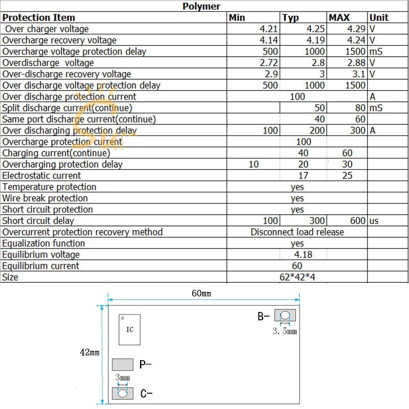 Bo mạch bảo vệ sạc pin polyme LifePo4 Lmo Ternary Li-ion 3S/4S/5S BMS 12 V 16.8V 21V 100A