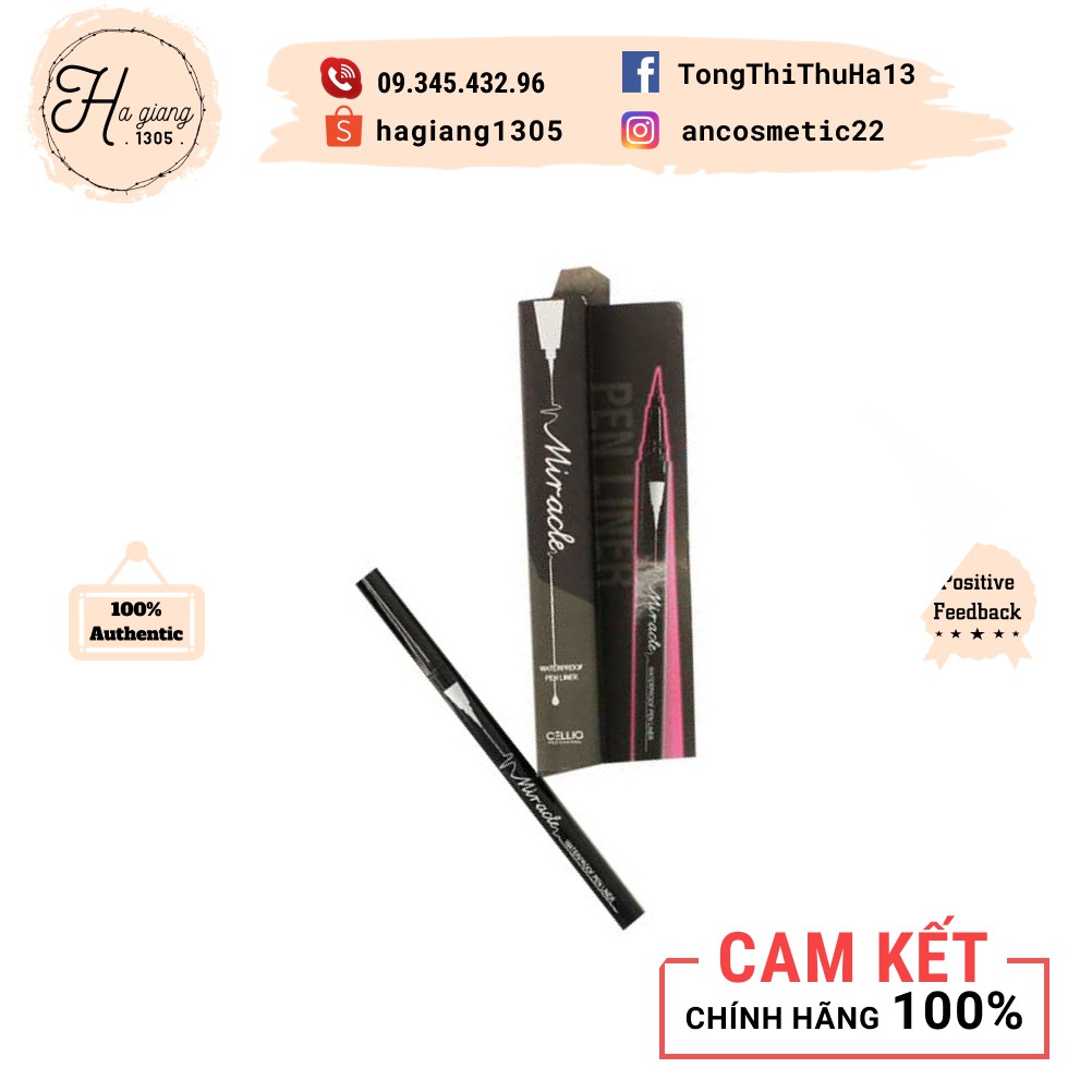 [FREESHIP XTRA] Kẻ mắt dạ Cellio Miracle Waterproof Pen Liner