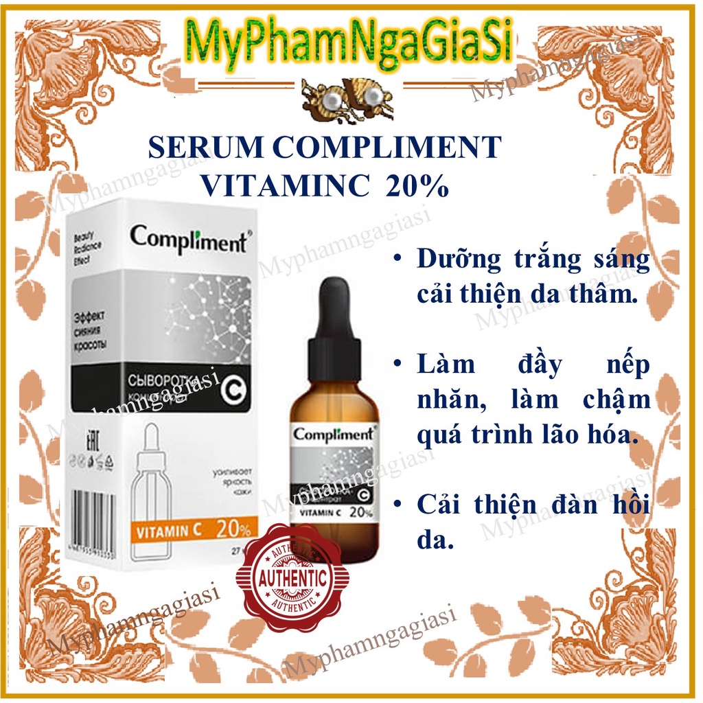 Serum Compliment Vitamin C 20% sáng da, mờ thâm, ngừa lão hoá