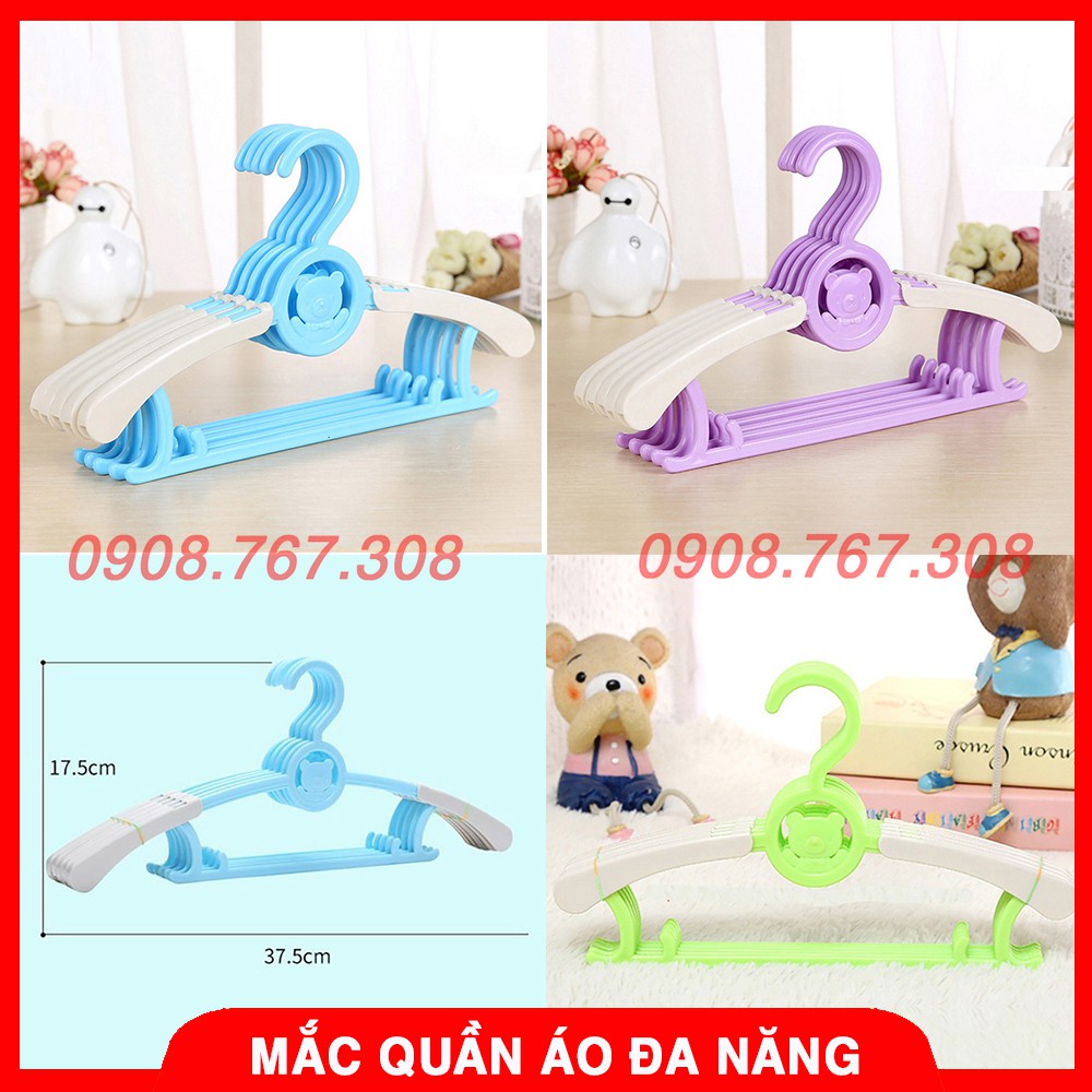 [SET 5 CHIẾC] Mắc Treo Quần Áo Hình Gấu Đáng Yêu - Móc Phơi Quần Áo Trẻ Em - BTT00202