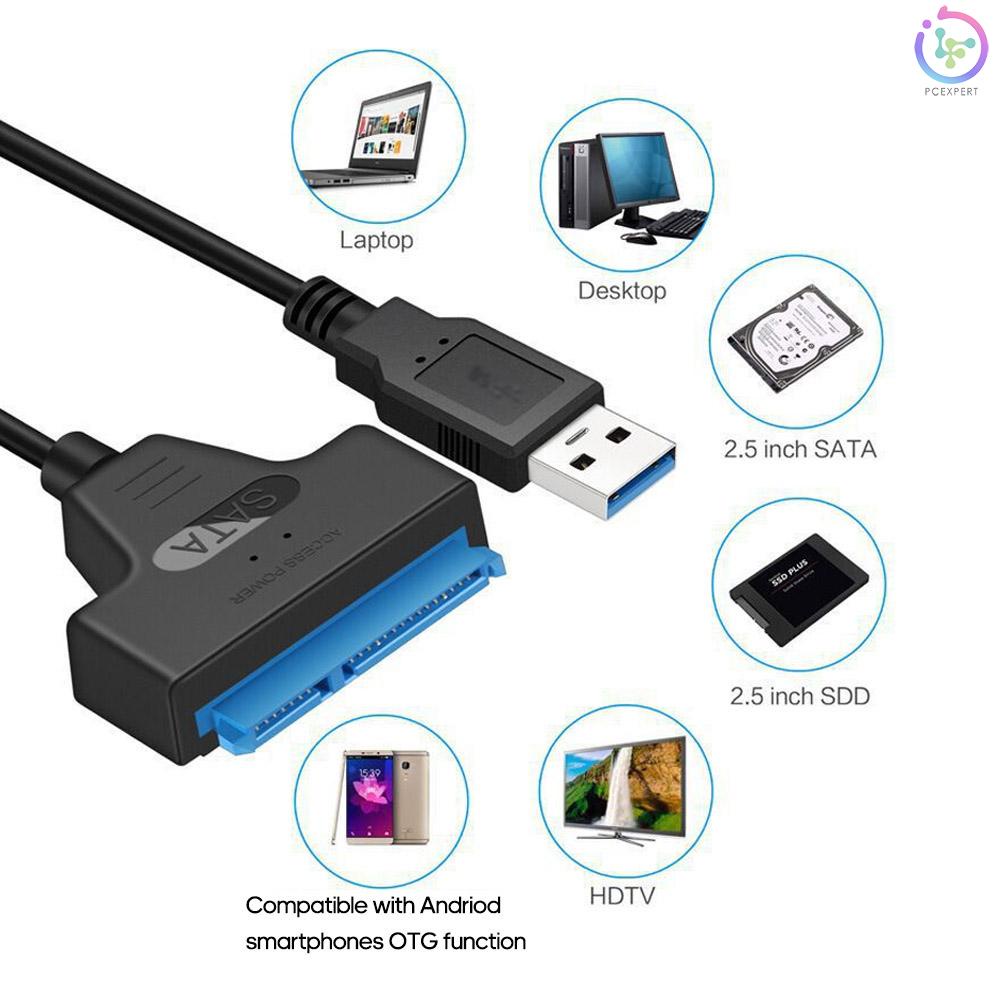 USB 3.0 to SATA III Hard Drive Adapter Cable with Led Light Computer Hard Driver Connection Cable for 2.5in SSD & HDD