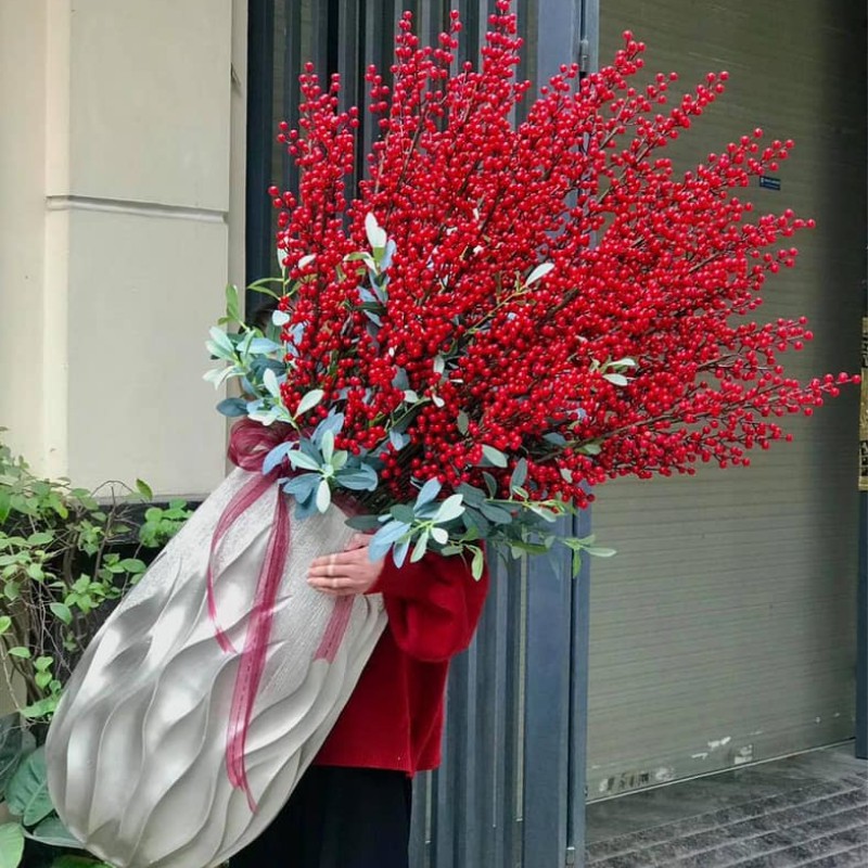 Đào đông đỏ cao cấp, một cành 12 nhánh hàng đẹp to tròn, hàng laoji 1 không dính quả