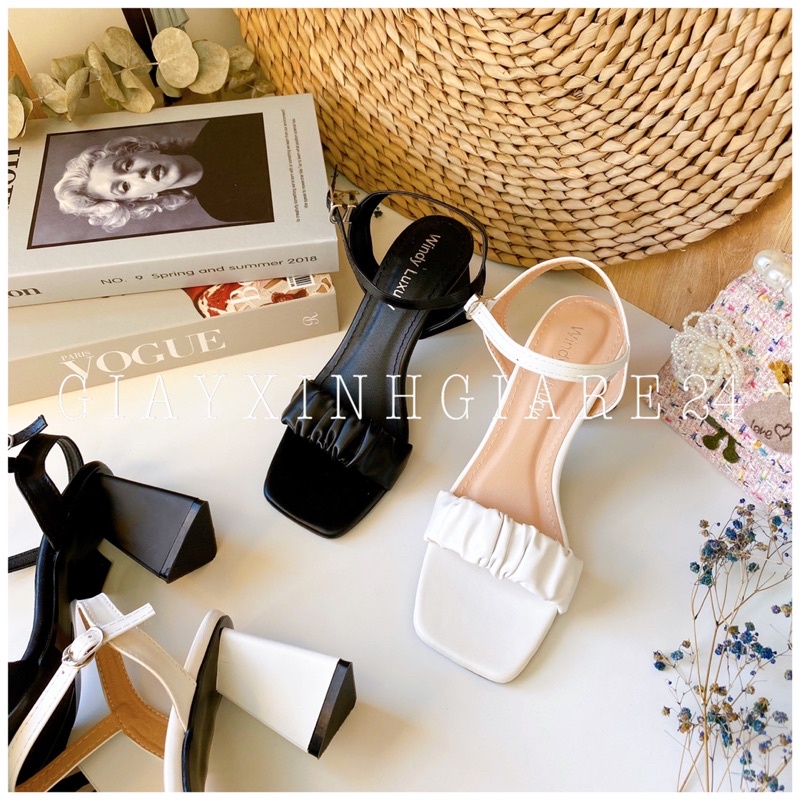 Giày SANDAL quai ngang NHÚN đế tam giác TGNHUN
