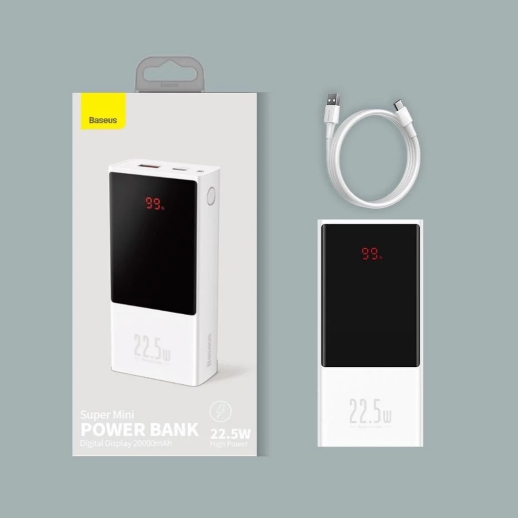 Sạc Dự Phòng Baseus 10000mAh / 20000mAh 22.5W, Màn hình LED nhỏ gọn, hổ trợ sạc nhanh QC 3.0 cho Iphone Xiaomi LV883