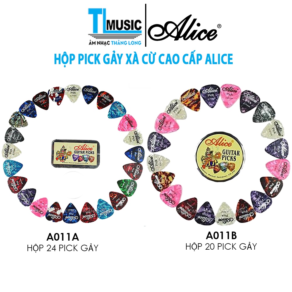 (HỘP 20-24C) Pick Guitar Nhiều Màu Khảm xà cừ cao cấp Alice