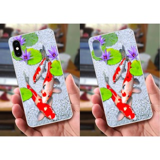 Ốp lưng iPhone XS Max (dẻo viền trắng trong) - Hình Chim Công, Cá Chép, Cò
