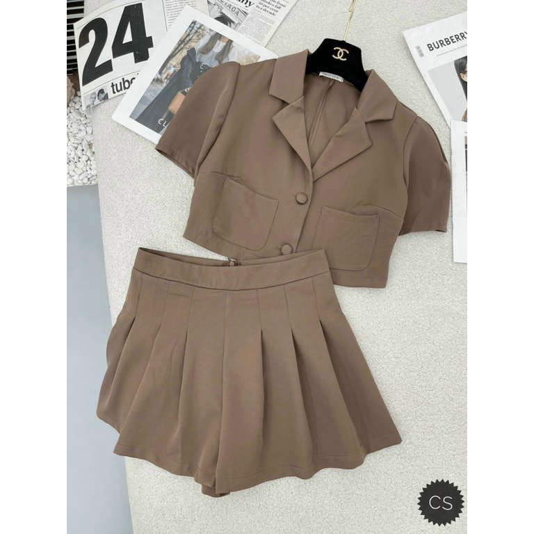 SET FORS ( ÁO ROOF TOP CỔ BLAZER &amp; SKIRT NGẮN ) PHÙ HỢP VỚI BẠN NỮ ĐI HỌC/ ĐI LÀM/ ĐI CHƠI, MẶC SIÊU XINH UP shop valent
