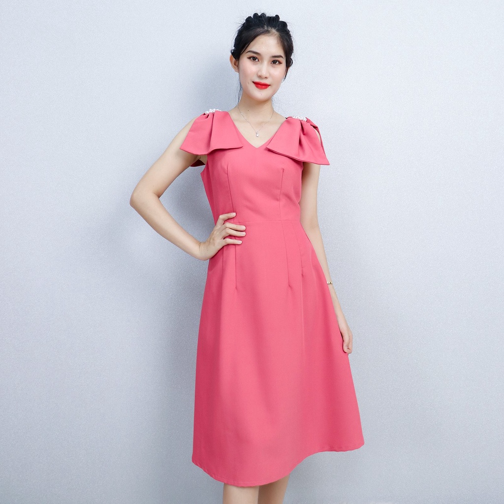 (XẢ KHO) Đầm Thiết Kế Dự Tiệc Công Sở Sang Trọng Bigsize AMYRA , Thiết Kế Dáng Xòe Tay Nơ Cao Cấp Đi Làm Đi Tiệc DA198