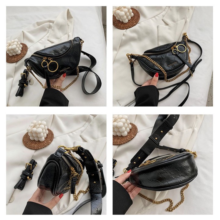 Túi bao tử đeo chéo trước ngực Cnk khóa tròn da PU siêu mềm DC07 túi đeo chéo Chip Xinh Bag | BigBuy360 - bigbuy360.vn