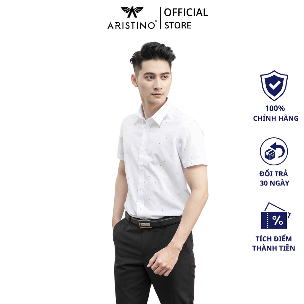 Áo sơ mi ngắn tay nam Aristino công nghệ in họa tiết tiên tiến màu sắc nét và tôn dáng người mặc - ASS099S9