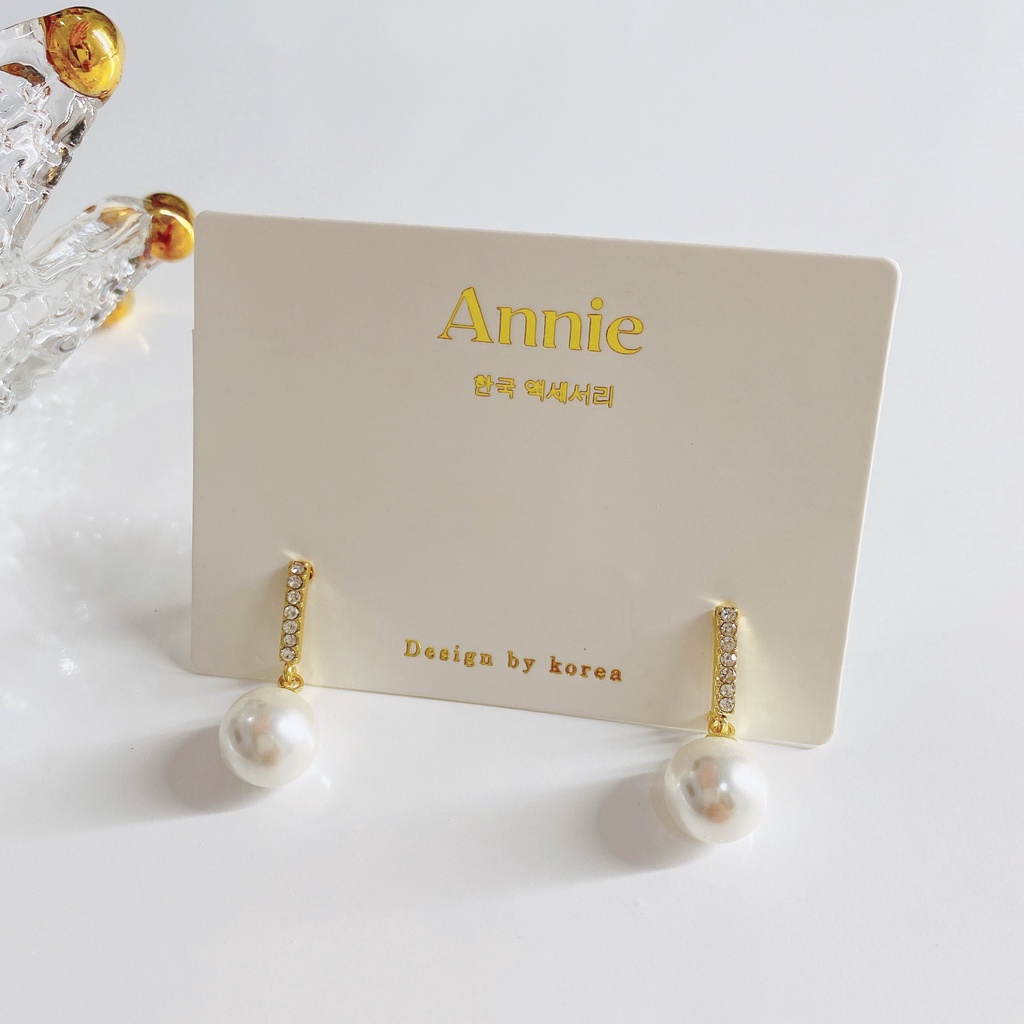 Bông tai ngọc trai nhân tạo phối đính đá thả nhẹ nhàng nữ tính ANNIE - N10