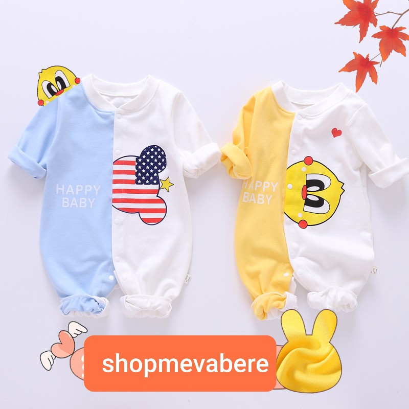 Body liền thân dài tay cotton cho bé trai và bé gái sơ sinh từ 3-14kg, hàng đẹp xuất Hàn - BD26