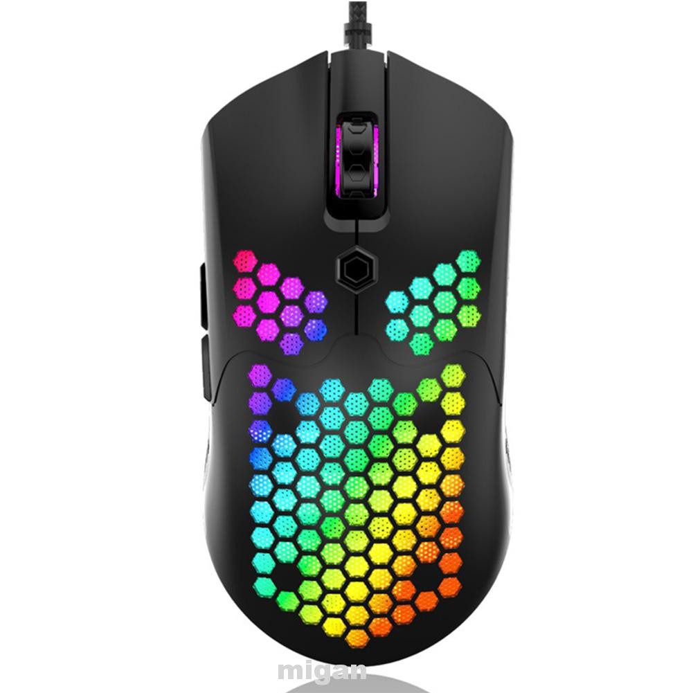 Honeycomb Shape USB Port Home Office Electronic Sports Computer Accessory Colorful Lighting Hollowed Out Game Mouse