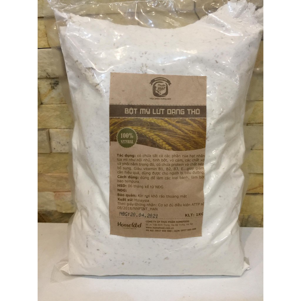 1 KG BỘT MỲ LỨT DẠNG THÔ THUẦN VIỆT  THỰC PHẨM DƯỠNG SINH