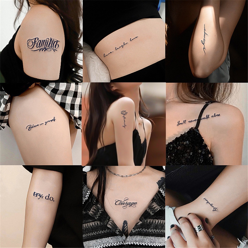 Hình Xăm Dán Tạm Thời Chống Thấm Nước Họa Tiết Chữ Tiếng Anh Cá Tính