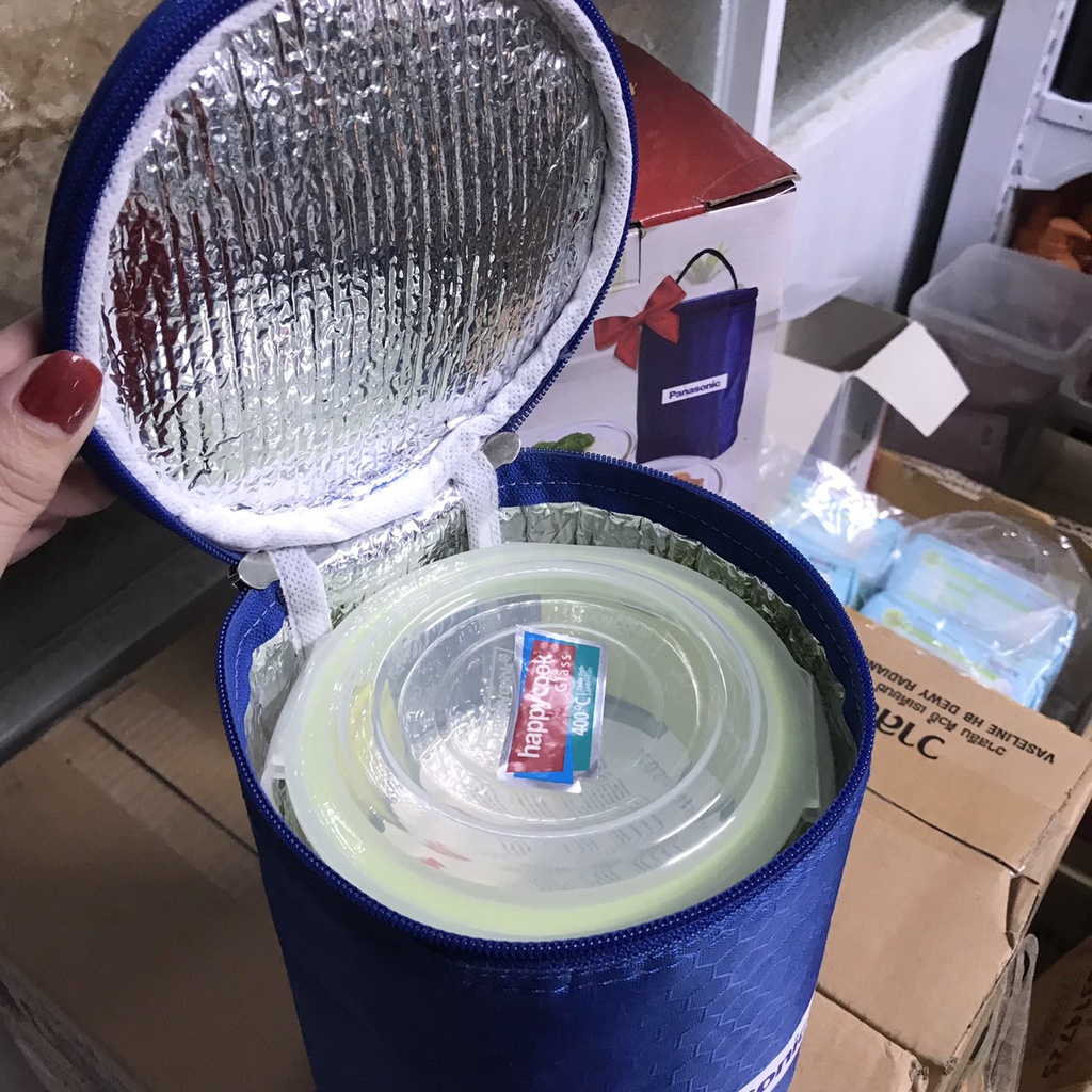 Bộ 3 thố thủy tinh 400ml hàng Happy Cook có túi giữ nhiệt đựng kèm như hình