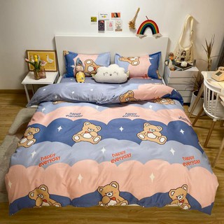 Bộ Chăn Ga Gối Cotton Poly Nhập Khẩu Gấu Nâu Cute