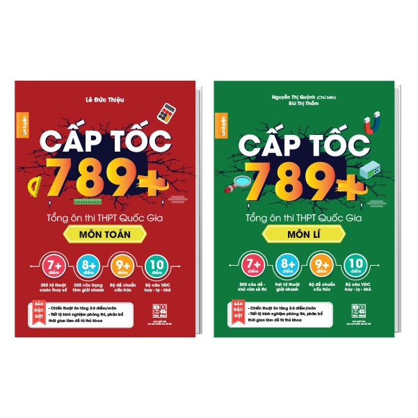 Combo 2 sách Cấp tốc 789+ môn Toán, Lí tổng ôn thi THPT Quốc Gia dành cho học sinh lớp 12