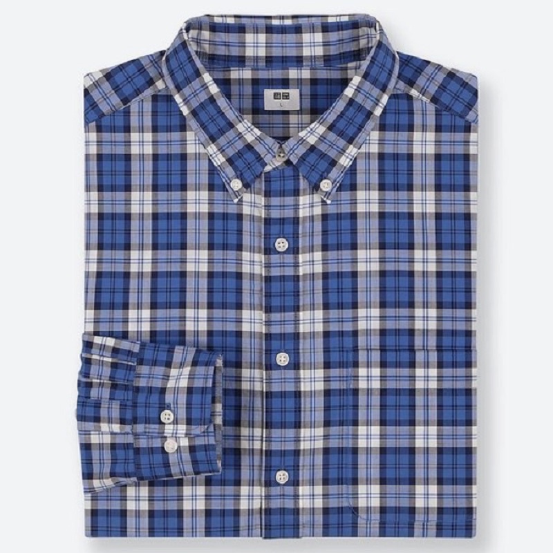 Sơ mi nam UNIQLO dài tay kẻ sọc Extra Fine Cotton