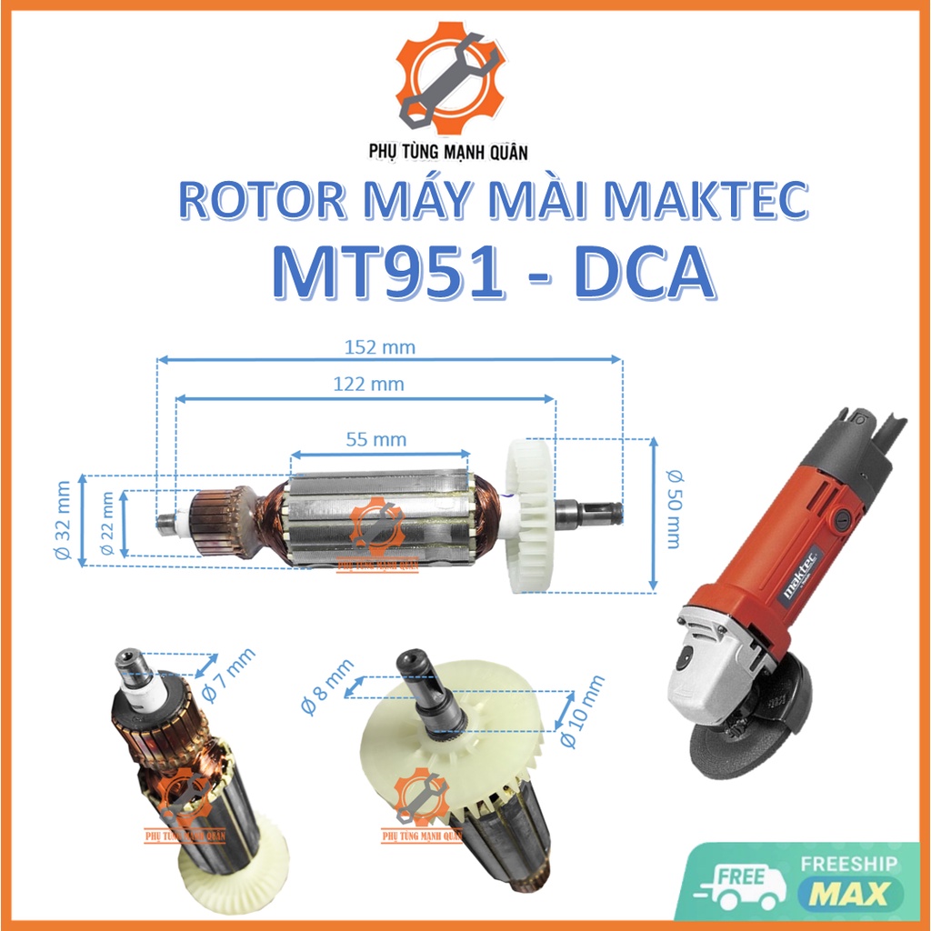 Rotor/ruột máy mài MAKTEC MT951 tặng kèm chối than cao cấp