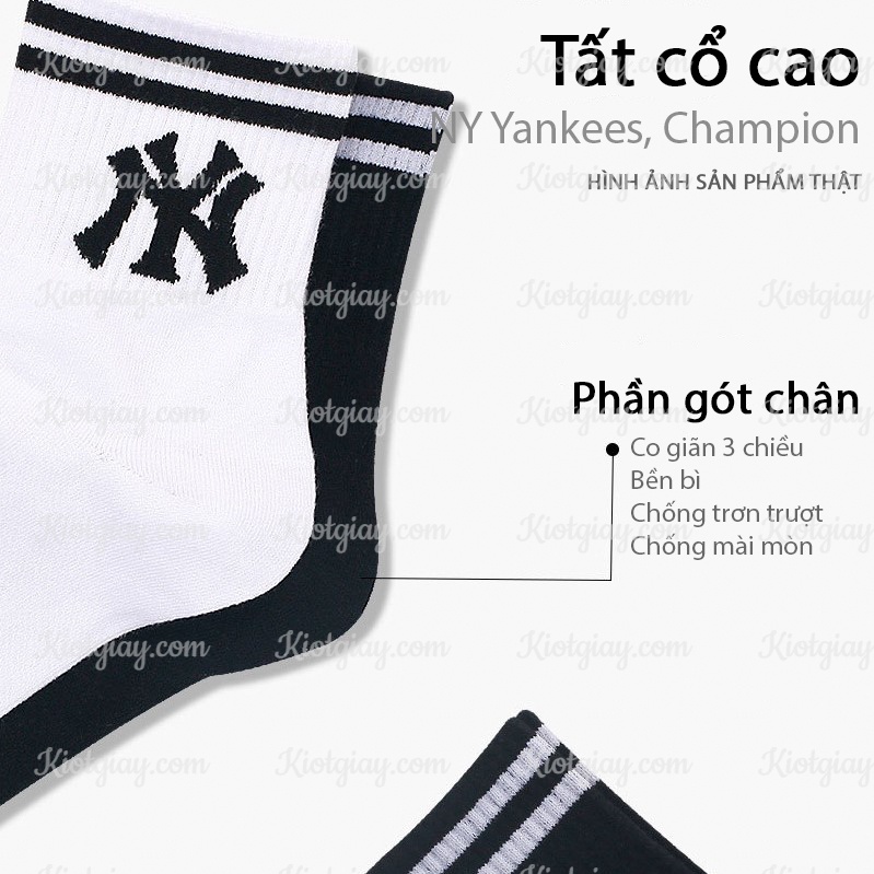 [Mã 44FASHIONSALE1 giảm 10K đơn 50K] Tất NY Yankees, Champion - Tất vớ thể thao cổ cao Streetwear nam nữ