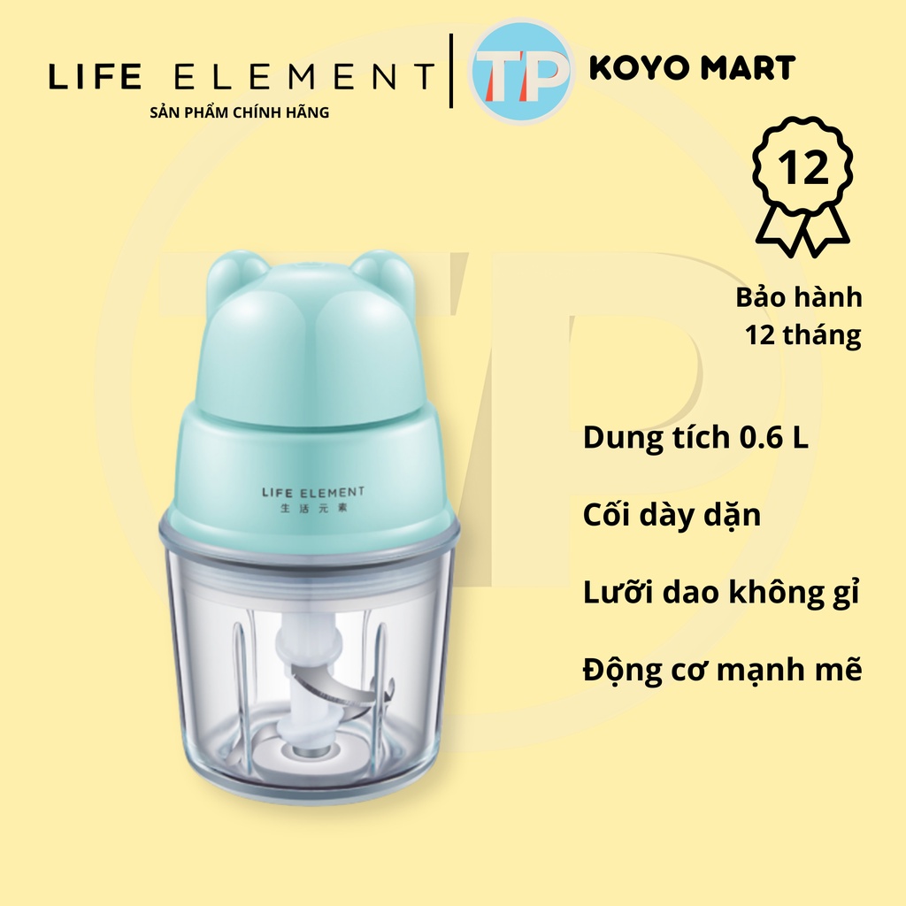 Máy xay thịt Life element L4, dung tích 0.6 lít, tốc độ xay khỏe, nhỏ gọn và tiện lợi, xay rau, củ, quả, xay thức ăn