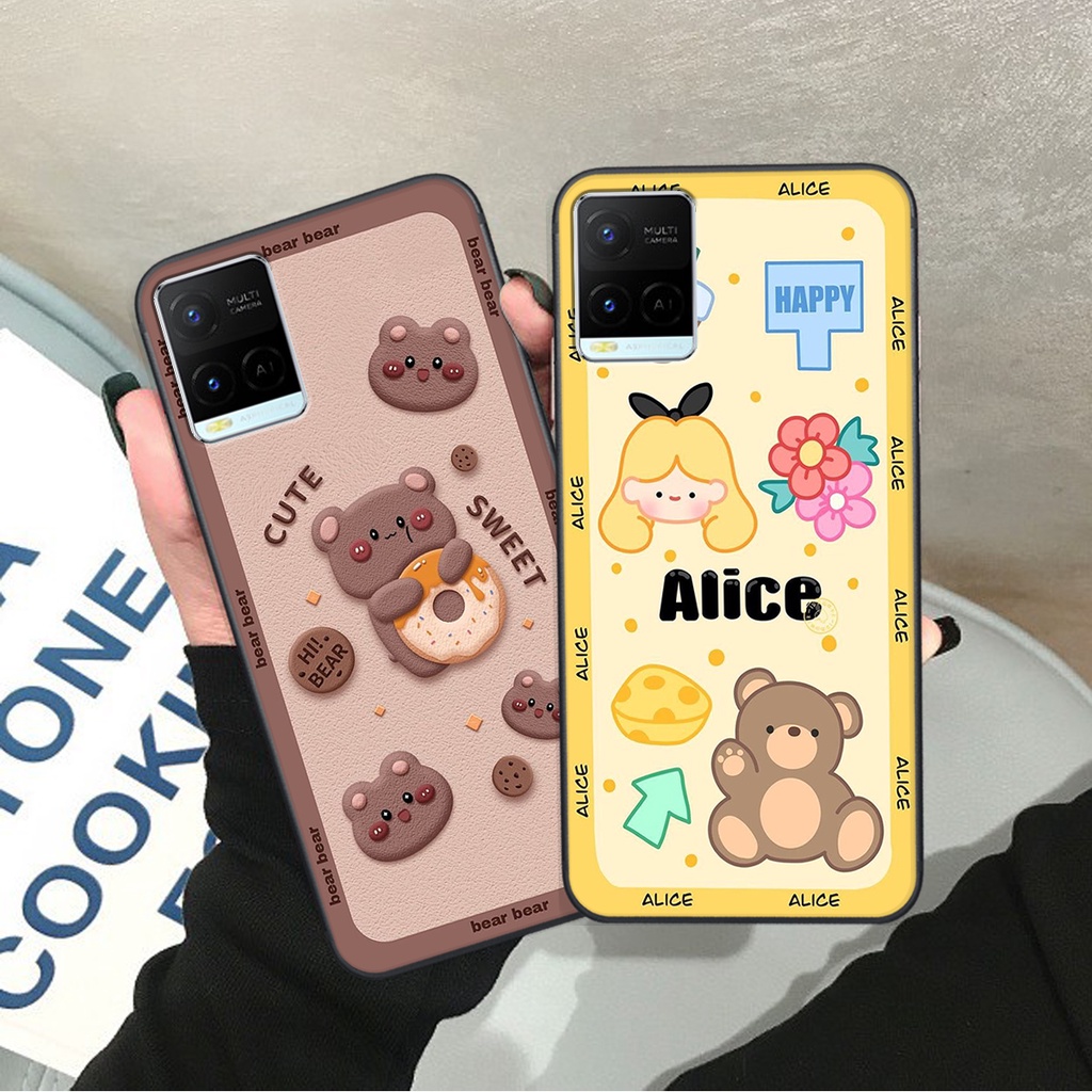 Ốp lưng Vivo Y21 / Y21S / Y33S in hình Gấu nâu - hồng, Gấu Be@rick  cực CUTE, DỄ THƯƠNG