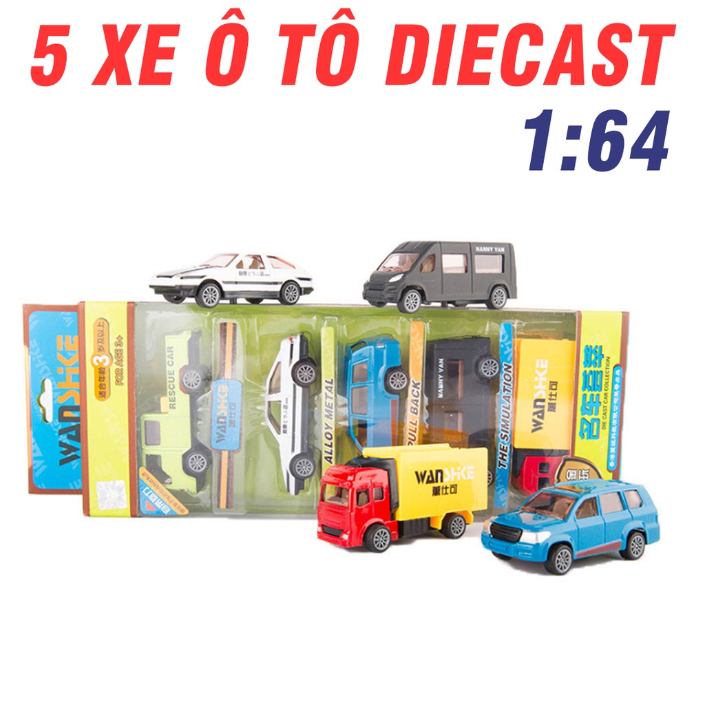 Mô hình xe ô tô mini bằng hợp kim nhựa đồ chơi trẻ em gồm 5 xe khác nhau