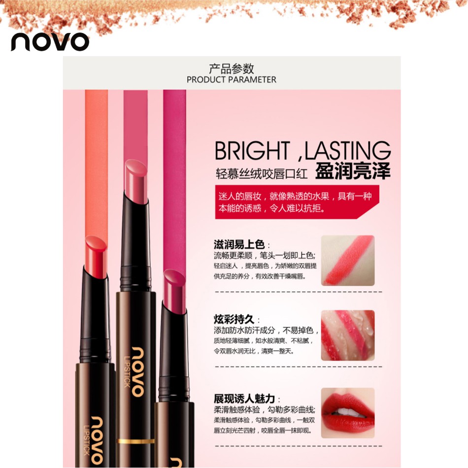 Son thỏi siêu mịn bền màu không trôi Novo Rotate Lipstick Pen 5171 + Tặng mặt nạ dưỡng trắng HA