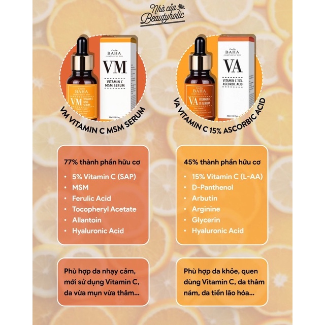 Serum vitaminC da nhạy cảm COS DE BAHA VM VITAMINC MSM SERUM