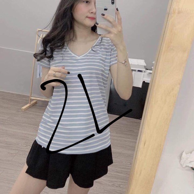 Áo phông kẻ pátel combo 2c