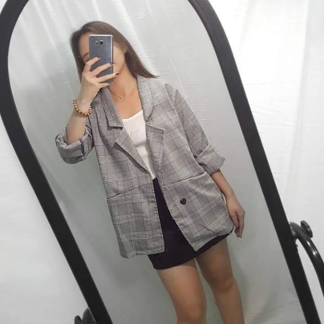 Áo khoác blazer xám, nâu
