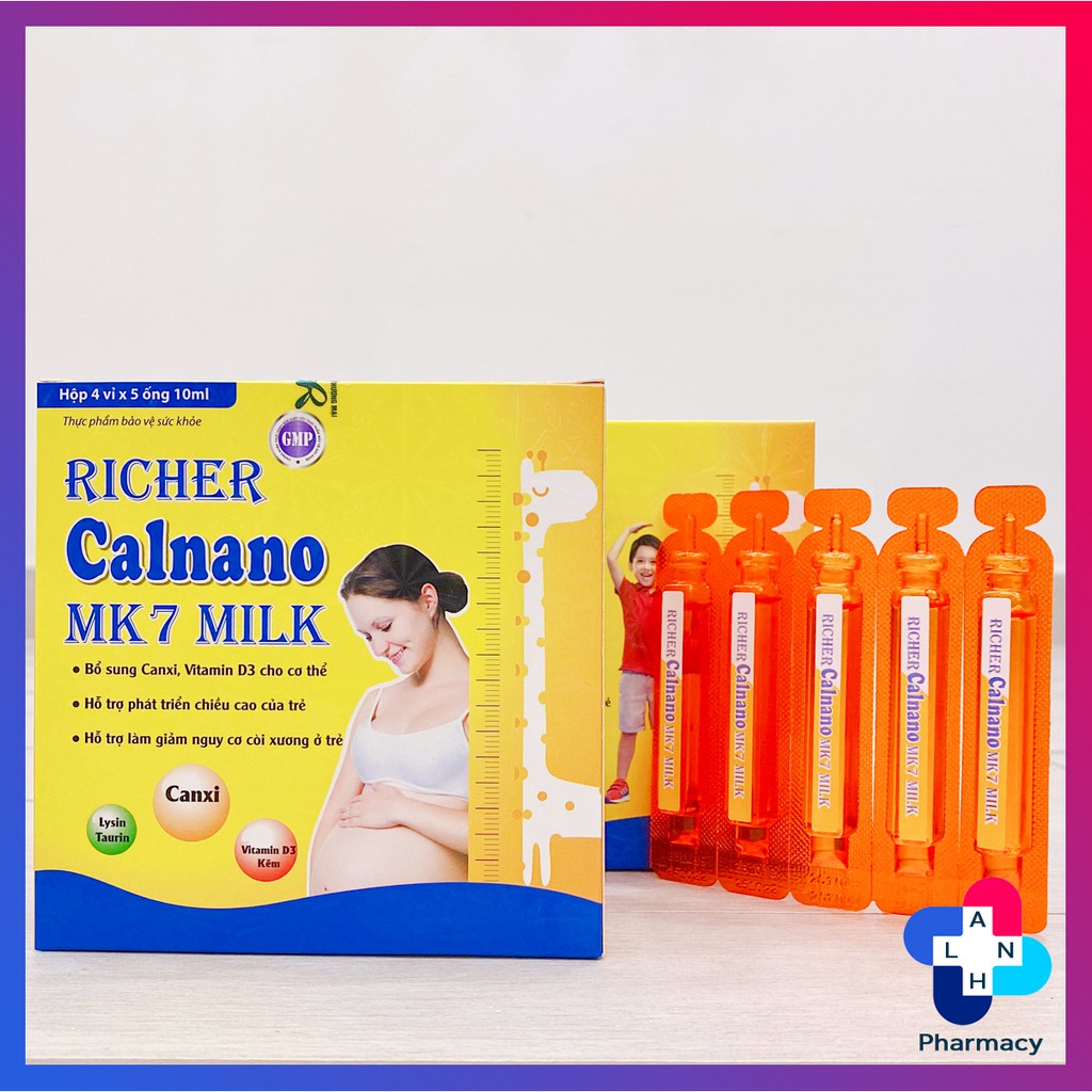 RICHER CALNANO MK7 MILK - Bổ sung canxi, vitamin D3 hỗ trợ phát triển chiều cao chao bé.