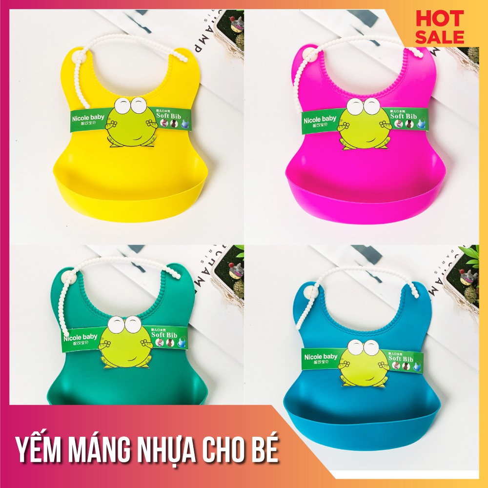 Yếm máng nhựa ăn dặm cho bé yêu nhiều màu