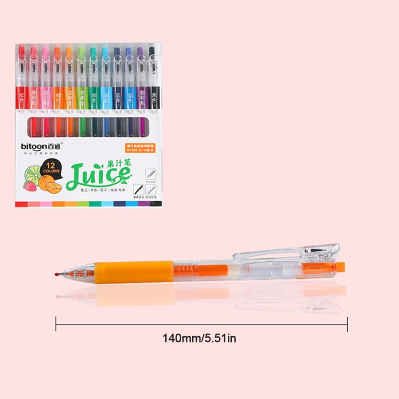 Set 12 Bút Mực Gel Ngòi 0 5mm Có Thể Thu Gọn Màu Sắc Ngọt Ngào