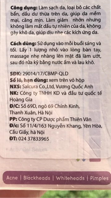 Sữa rửa mặt antiac dành cho da nhạy cảm